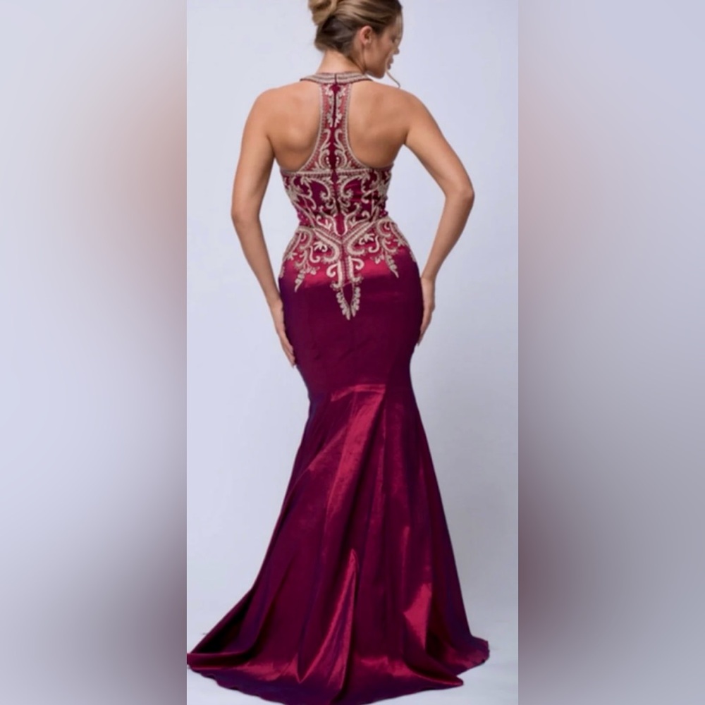 Jovani Blue Beaded Dress / Gown Halter Style for Prom, Wedding, Formal, Party - Picture 5 of 10